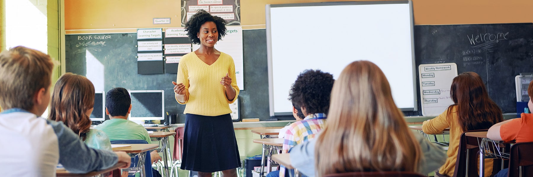 Teacher speaking to classroom