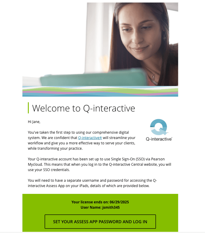 Q-interactive Sample Welcome email