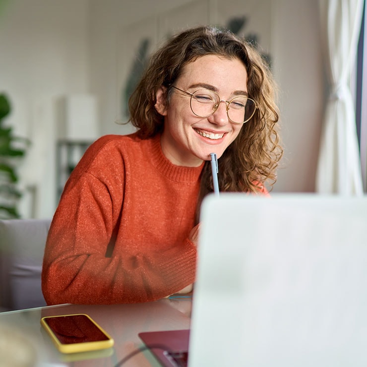 Woman using a laptop computer.